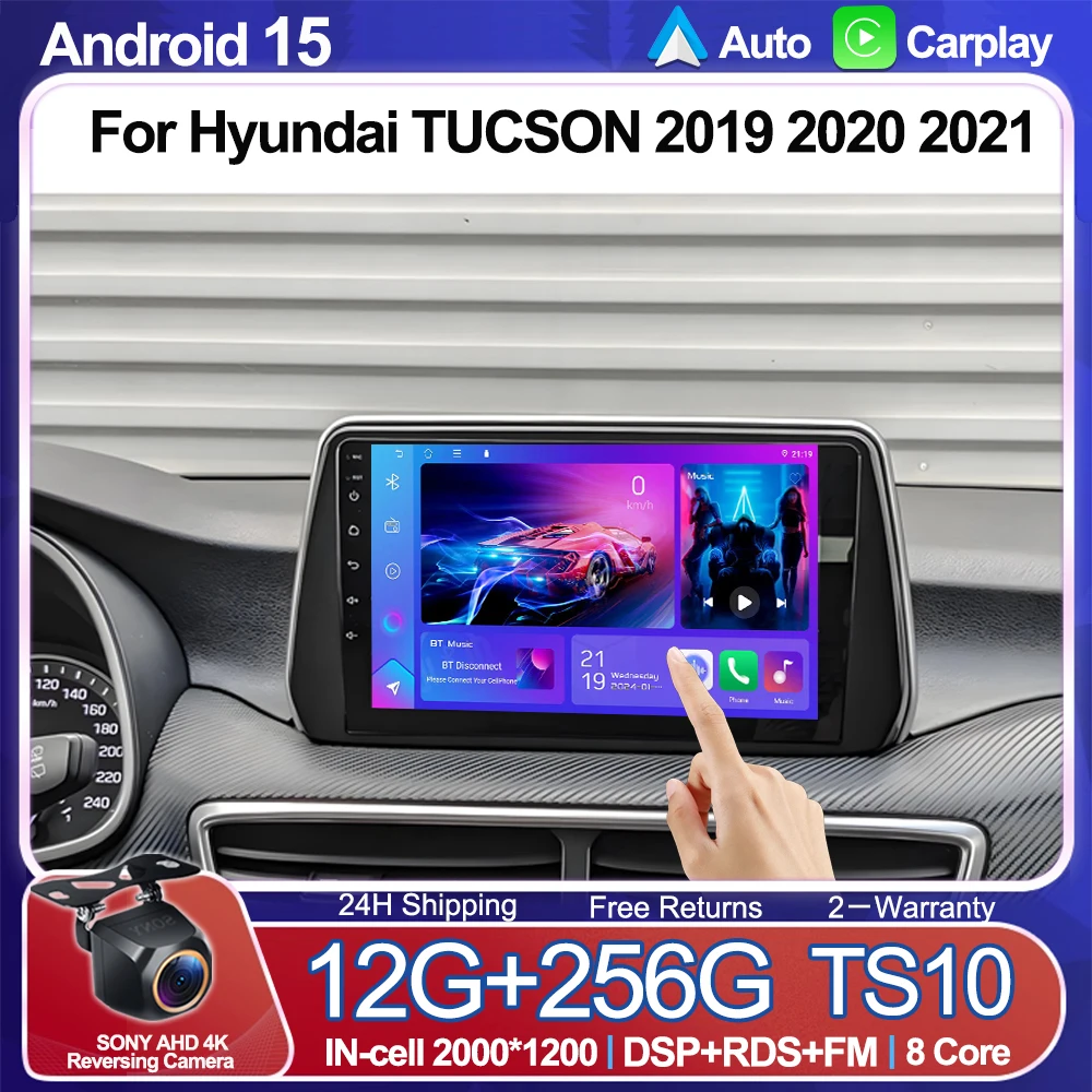 

Android 15 For Hyundai TUCSON 2019 2020 2021 Android Auto Wireless Carplay Car Radio Multimedia Player GPS Navigation WIFI Stere