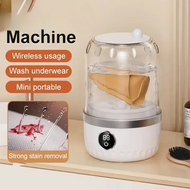 Smart Mini Portable Rechargeable Washing Machine Touch Screen for Small Underwear and Socks Laundry