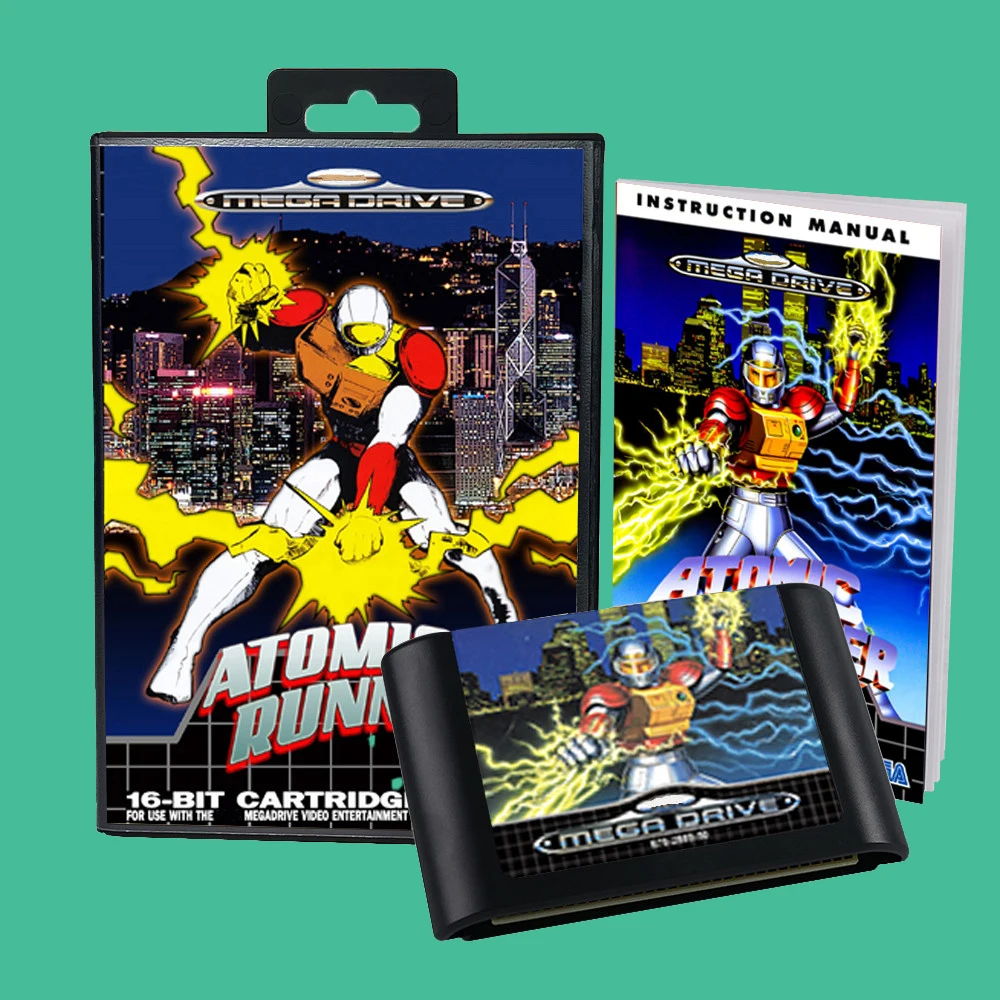 Atomic Runner – jeu USA/EUR/JAP pour Consoles SEGA Mega Drive Genesis 16 bits, boîte de cartouche de jeu manuelle
