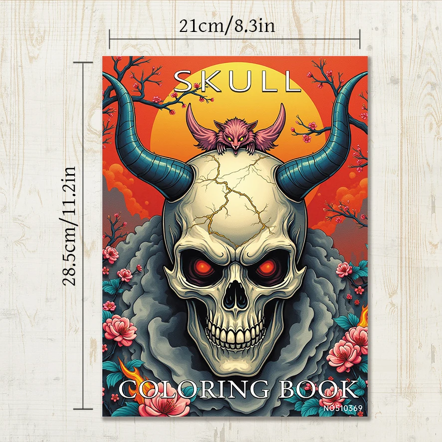 Adult Skull Coloring Book 8.3x11.2 inches 22 Pages Stress Relieving Creative Art