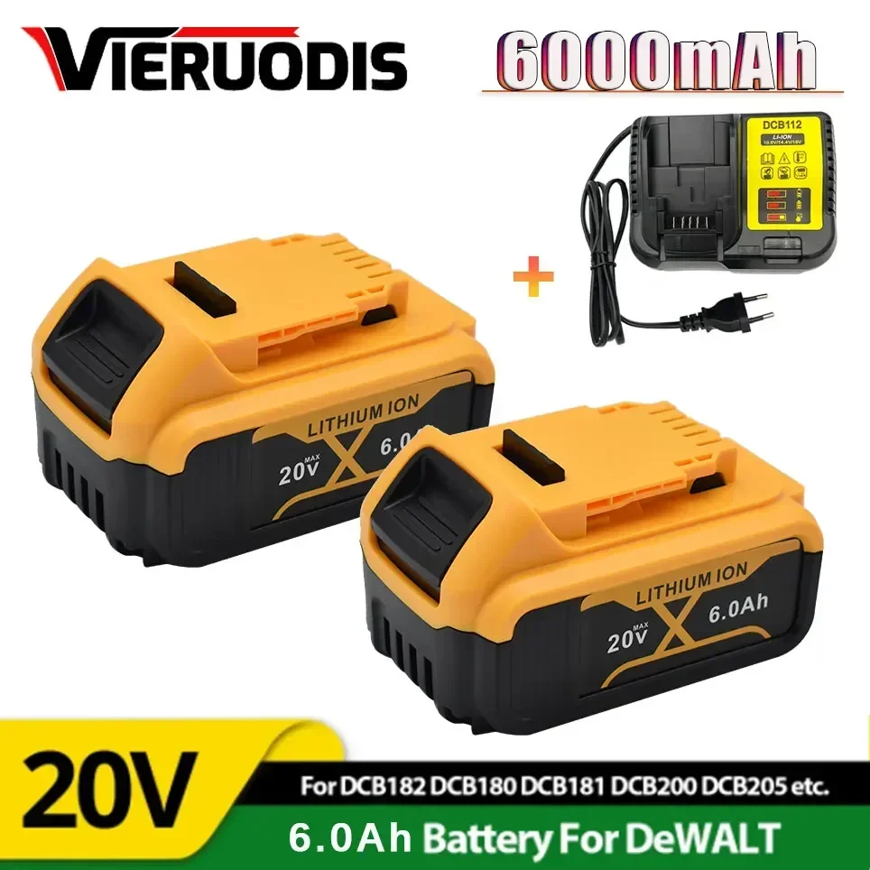 

For Dewalt 20V Battery 6.0Ah Replacement Battery For Dewalt DCB200 Rechargeable DCB206 DCB207 DCB204 Power Tool Battery