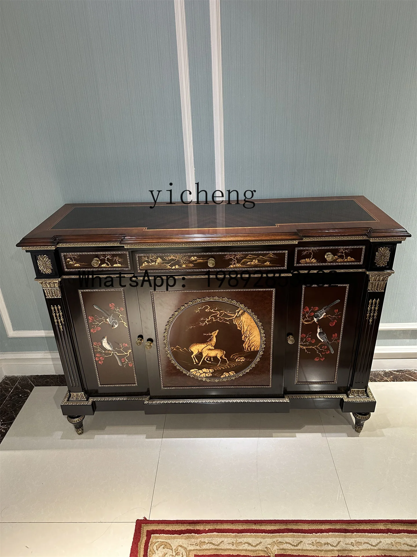 Entrance Cabinet English Style Sideboard European Style Decorative Storage Cabinet Solid Wood Display