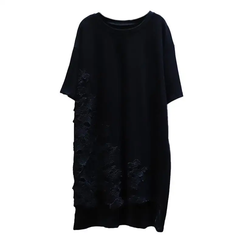 Été dentelle épissure évider ort Sve t-shirt Dr mi-long coréen Sle trajet marque fin de ligne grande taille jupe