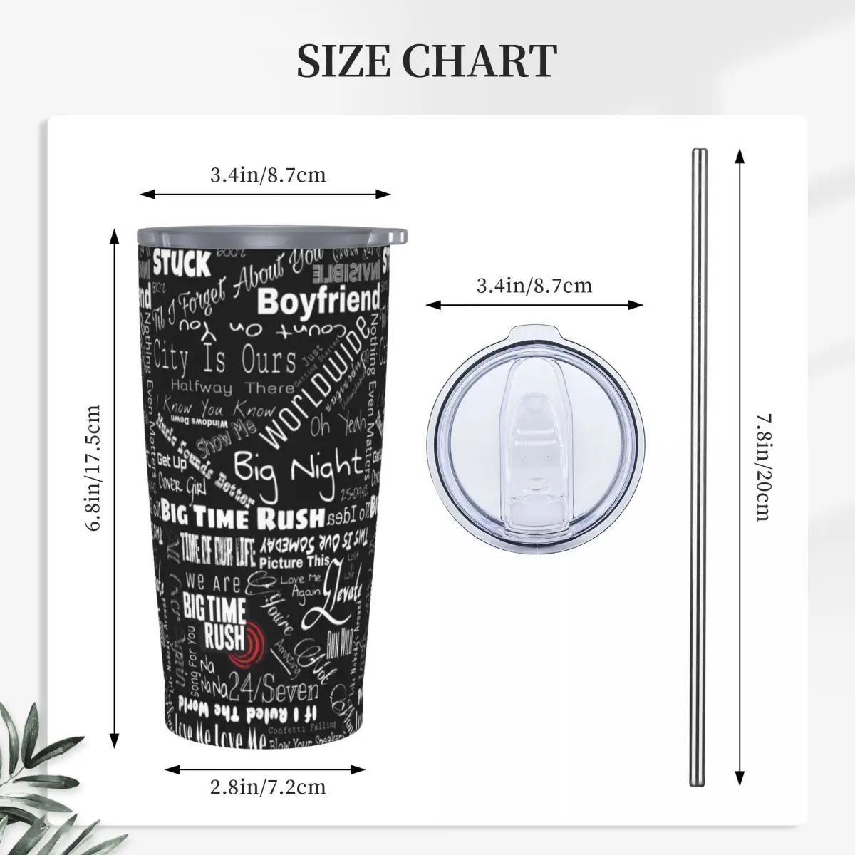 Big Time Rush Band Stainless Steel Tumbler Vacuum Insulated Mug Thermal Cold Cups Straws With Lid 20oz