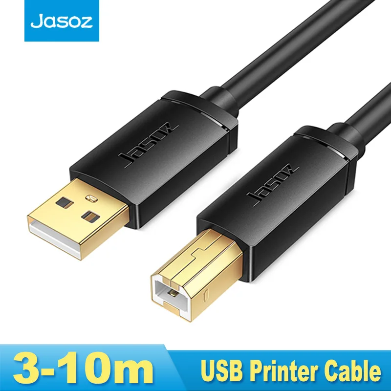 Jasoz Printer Cable USB Type B Male to A Male High-Speed Cord For PC Camera Dell Epson HP Canon USB2.0 Printer Data Cable 3-10m