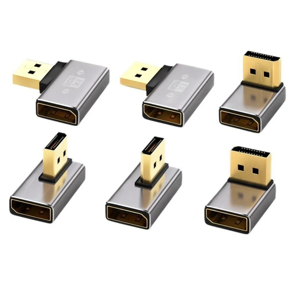 8K 60Hz Display Port Adapter 90 Degree Angle L Shape DP Male to Female Converter DP1.4 DP Cable Extension Vertical DP Converter
