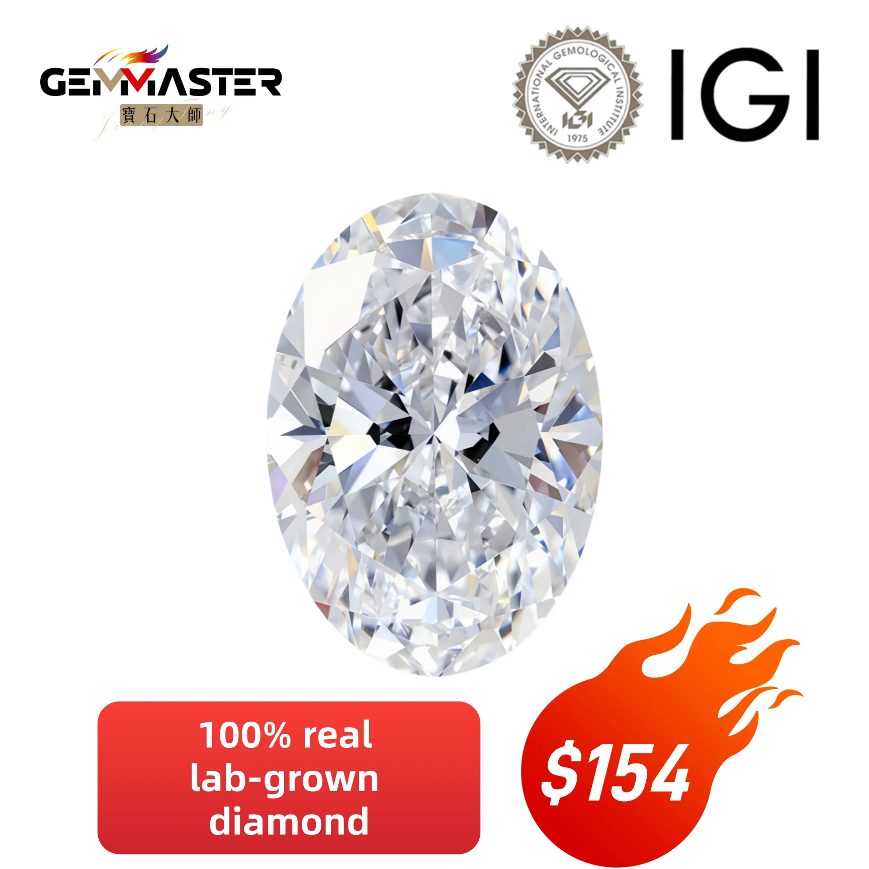 Oval Lab Grown Diamond Loose 1-6CT IGI Certificate D E F VVS VS CVD HPHT Synthetic Diamond lab diamond