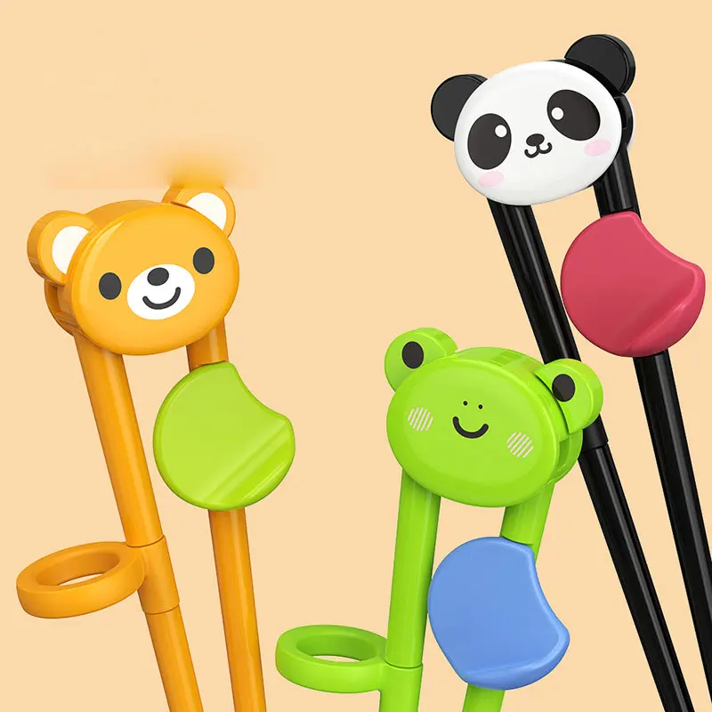 Pauzinhos com design animal dos desenhos animados para crianças, utensílios de mesa para aprender, alimentos e segurança alimentar