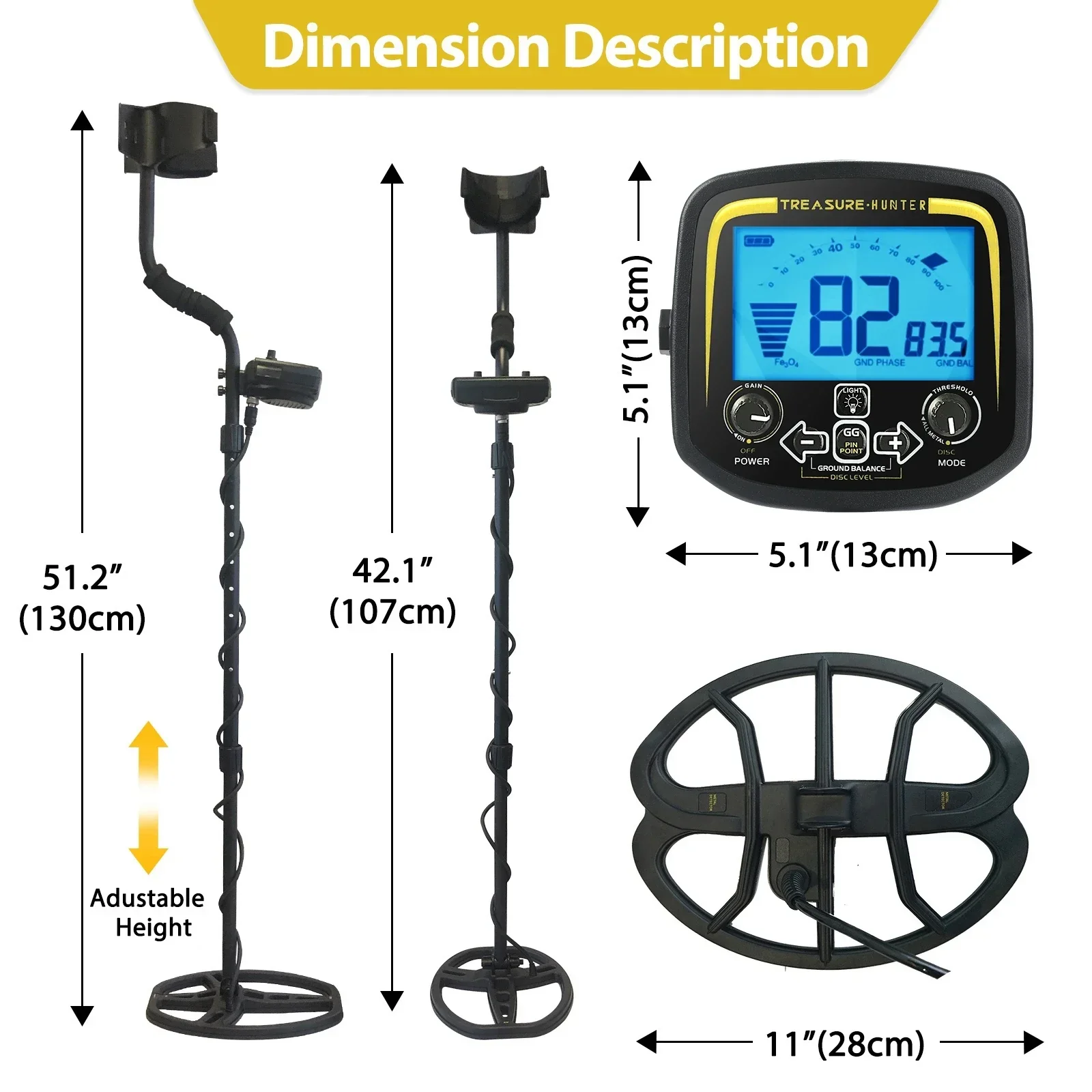 Treasure Hunter GX850 11inch Coil Metal Detector 850 Professional Underground Waterproof Detector with battery BR shipping