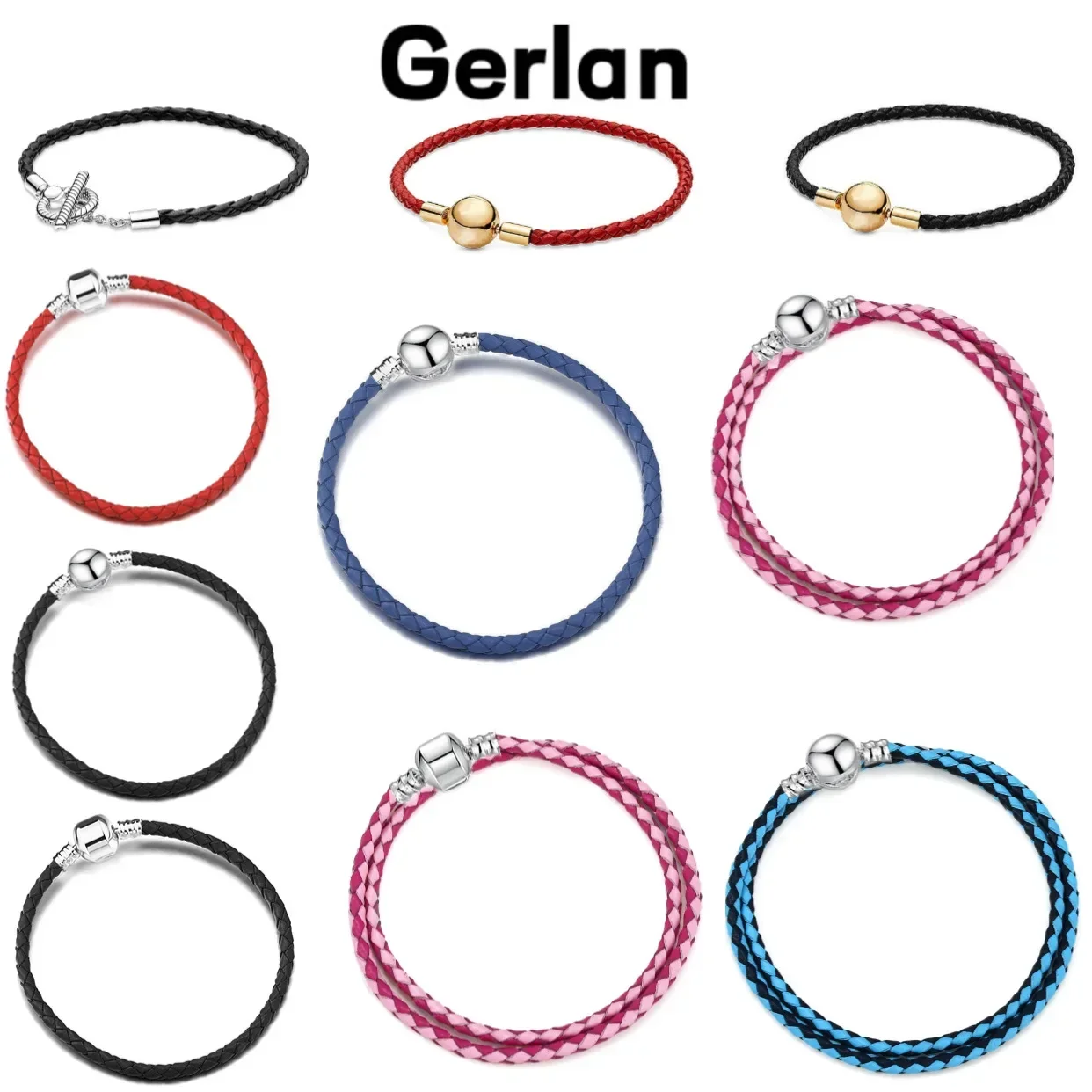 

Classic fashionable 100%925sterling silver multi-color design original leather bracelet for women to DIY exquisite jewelry gifts