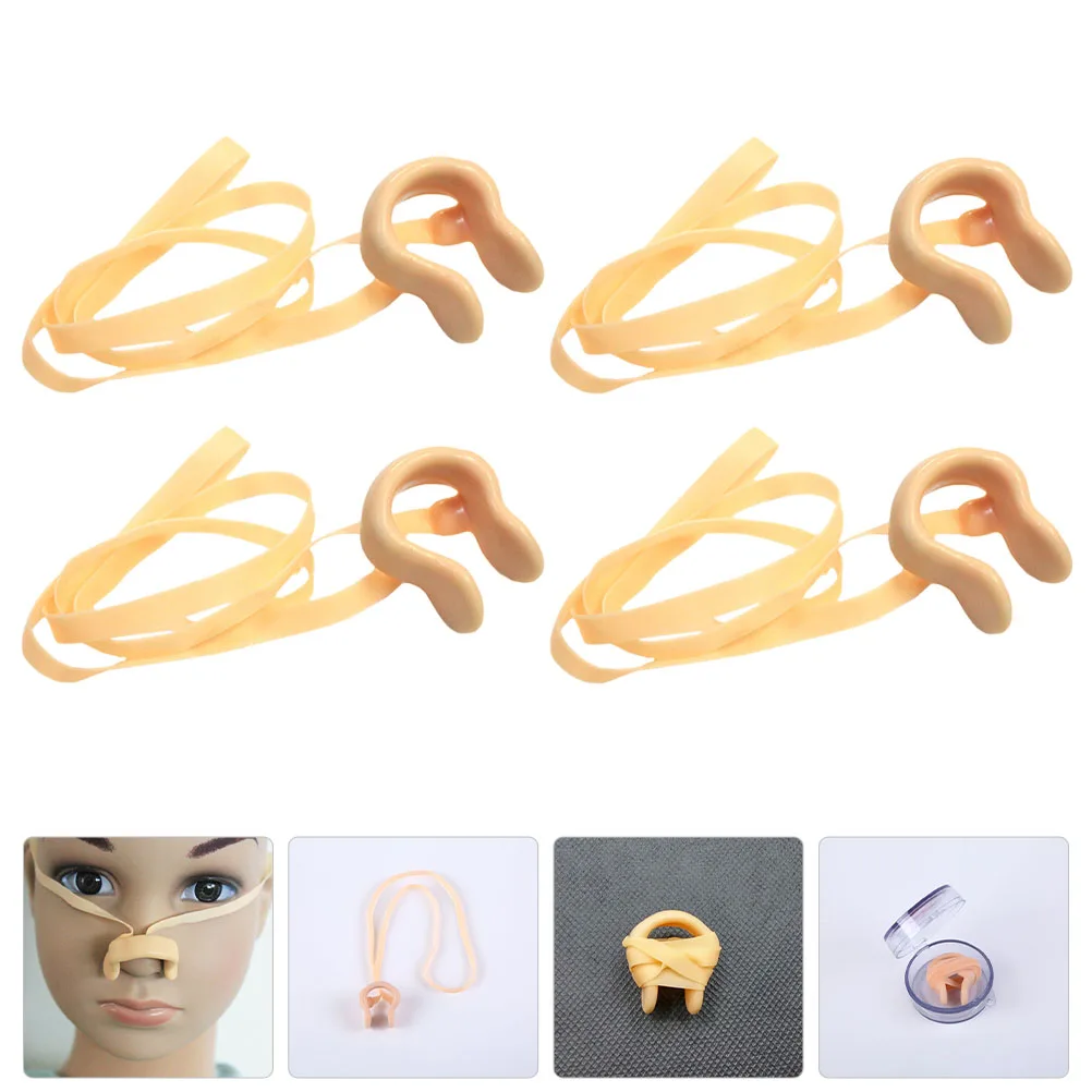 

4pcs Anti-fall Nose Clips Soft Latex Straps for Swimming Lessons Water-resistant Swimmers Nasal Plugs Kids Adults