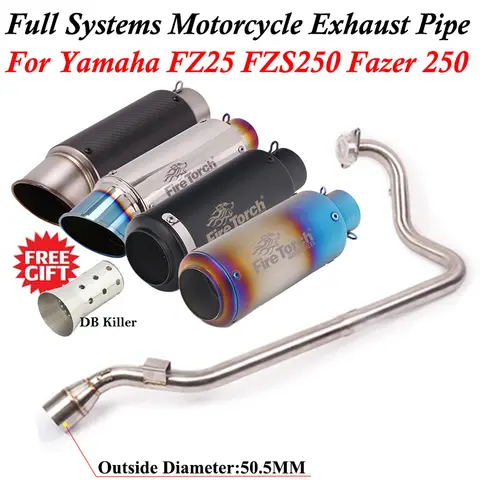 For Yamaha FZ250 FZS250 FZS FZ Fazer 250 Motorcycle Exhaust Full System Escape Modified Muffler Front Middle Link Pipe DB Killer