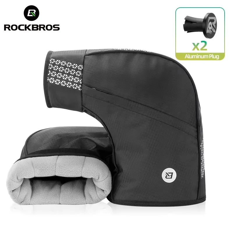 ROCKBROS 1 Pair Winter Bike Bar Mittens Handlebar Cover Thermal Windproof Fleece Warm Mountain Road Cycling Gloves Accessories