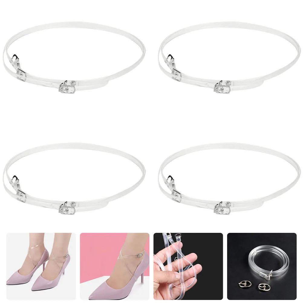 

4 Pairs High Heels Laces Women Shoes Elastic Shoelaces Practical Straps Transparent Anti Loose TPU Material Long