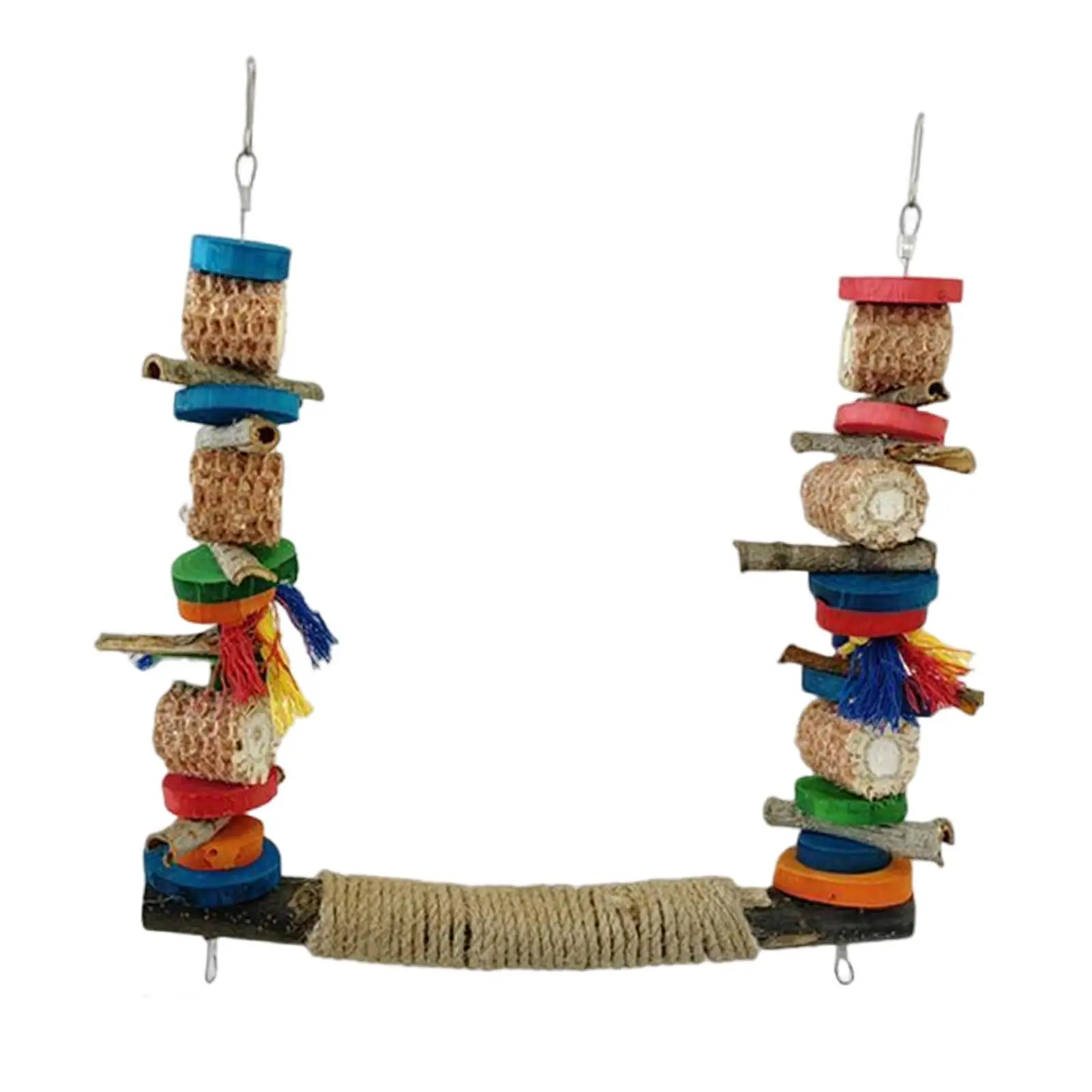 Bird Swing Stand Bird Toy Bird Perch Colorful Cage Hanging Toys Parrot Toy Cage Swing Wooden Perch for Parakeet Finch