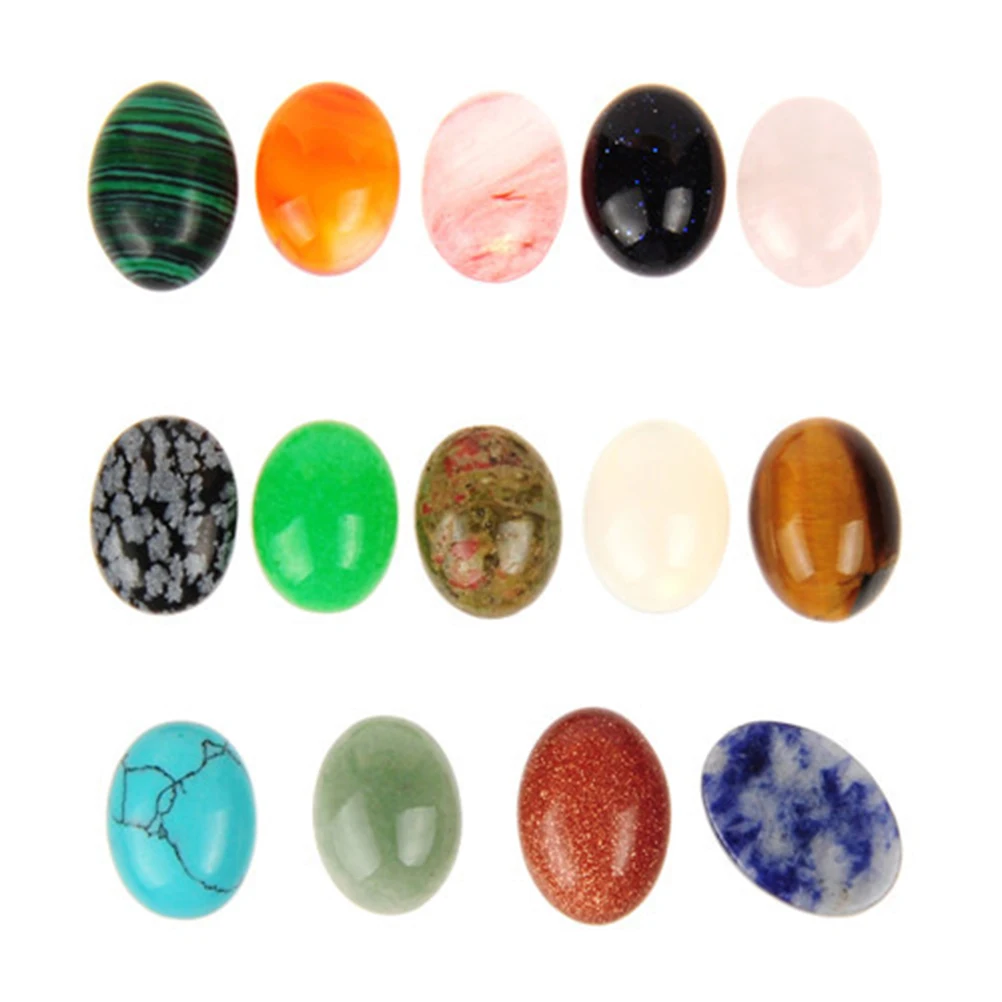 

10 PC Natural Stone Accessories Gemstones Quartz Crystal Beads Oval Agates for Jewelry Making
