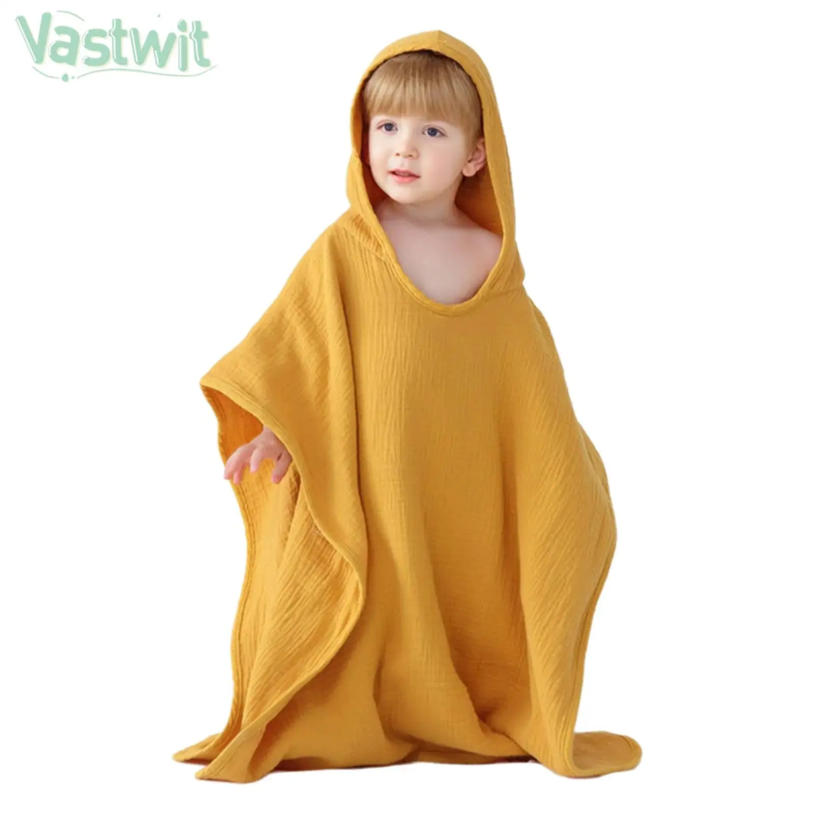 

Infant Toddler Bath Towel Solid Color Cotton Hooded Cape Bathrobe Summer Sunscreen Shawl Swaddle Blanket for Bathroom Beach Pool