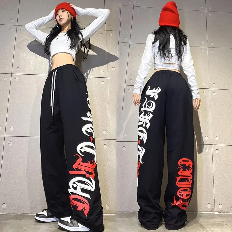 

Korean Style Vintage Hiphop High Street Sports Women's Pants Japan Harajuku Casual Baggy Trousers Y2k Streetwear Sweatpants