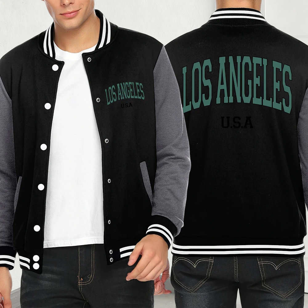 

Los Angeles Usa Letter Print Autumn Men Jackets Hip Hop Streetwear Multicolor Fashion Casual Baseball Jersey Y2K Menswear