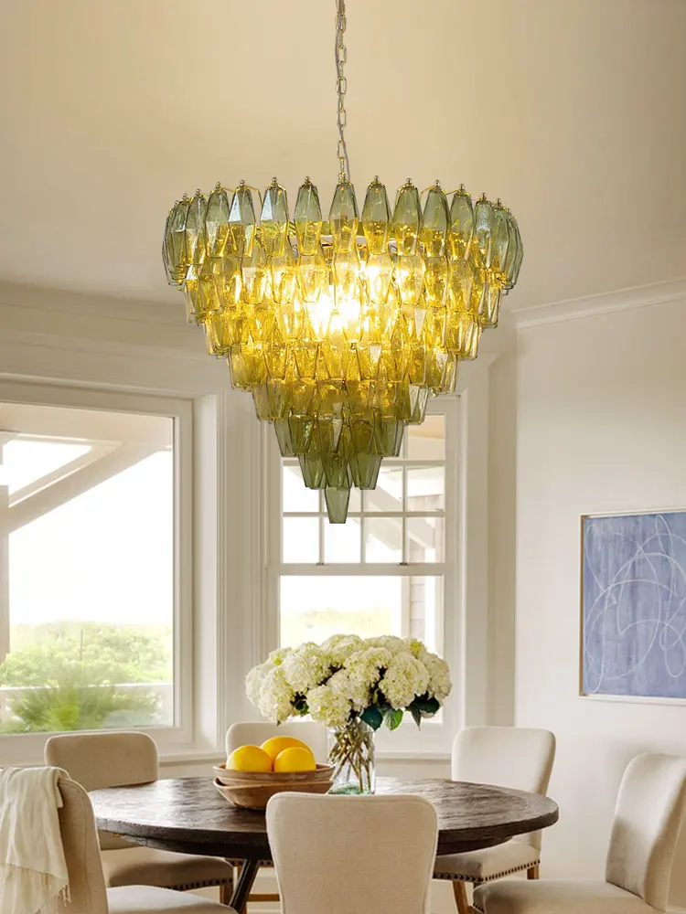 Green Life Art Deco Gold Chrome Dimmable Led Chandelier Hanging Light Suspension Luminaire Lampen Pendant Light For Dinning Room