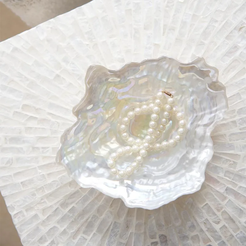 Symphony shell shape glass oval small oyster plate fruit plate storage ornament tableware decoration