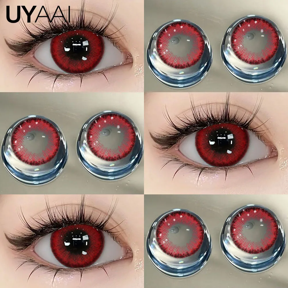 UYAAI 1 Paar Cosplay-Kontaktlinsen in roter Farbe, Halloween-Linsen für gruselige große Augen, verrückte rote Augen-Make-up-Linsen für Cosplay-Partys – Detail 19