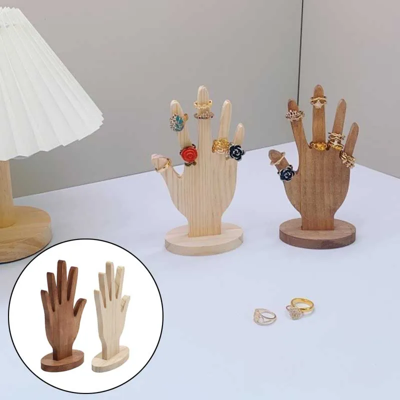

Jewelry Display Stand Wood Sturdy Base Wooden Hand Form Home Decor Ring Display Holder Rack for Bangles Watches Rings Necklaces