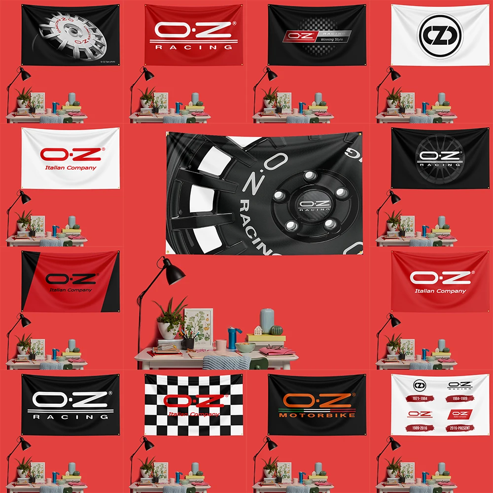 OZ Wheel Flag   Polyester Garage Wall Decor Banner For Car Tuning Fans