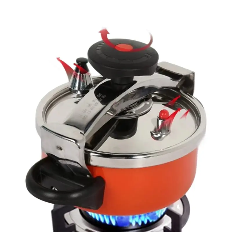 N96R Stainless Steel Pressure Cooker 55KPA Efficient Detachable Sealing Frosted Knob For Gasstoves