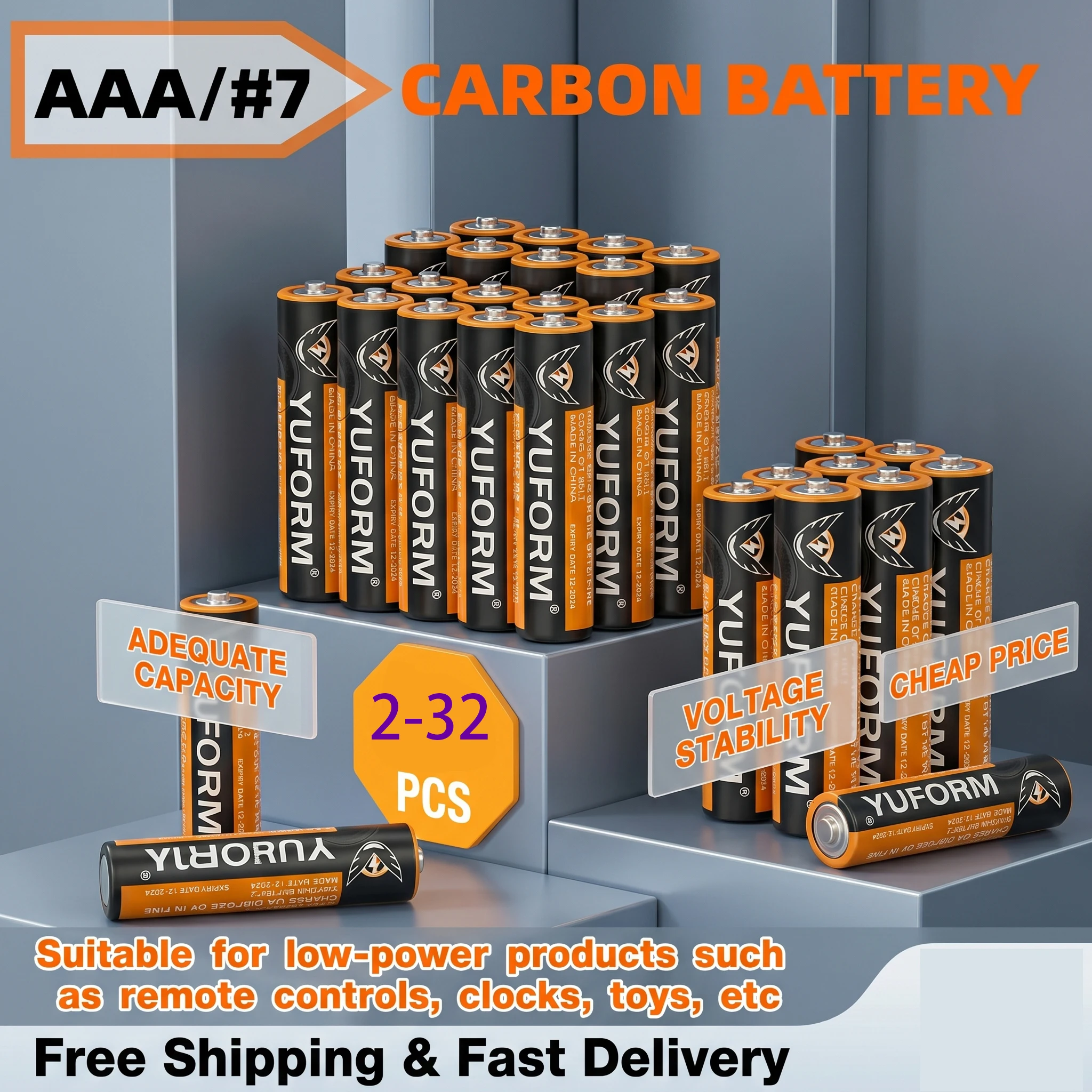 

2-32Pcs 1.5V AAA Carbon Batteries Disposable Safe Power for Wireless Mouse Keyboards Toys and Everyday Devices