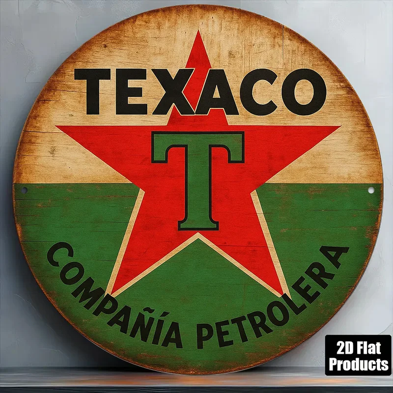 Texaco Vintage Metal Sign 8x8 Inch Retro Oil Company Wall Decor Aluminum Plaque