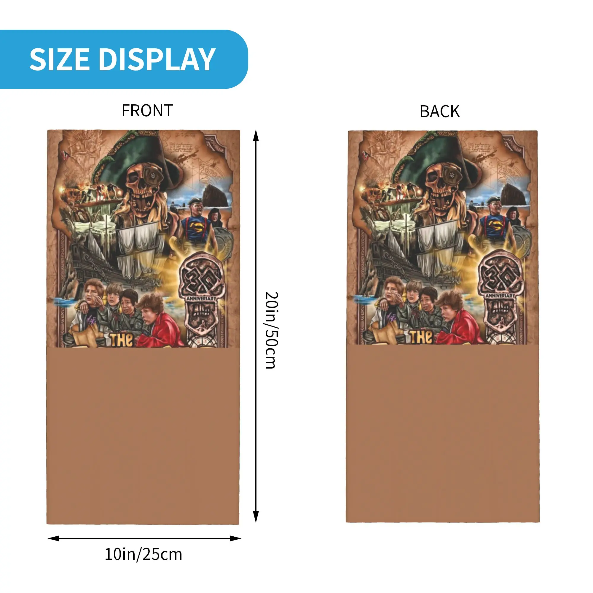 Custom The Goonies Bandana Neck Gaiter UV Protection Face Scarf Cover Women Men Never Say Die Sloth Chunk Fratelli Skull Pirate