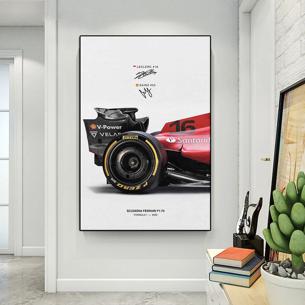 2023 Formula Grand Prix F1-75 Racing Poster Print Racer Charles Leclerc Canvas Painting Sainz Race Car Wall Art Room Decor