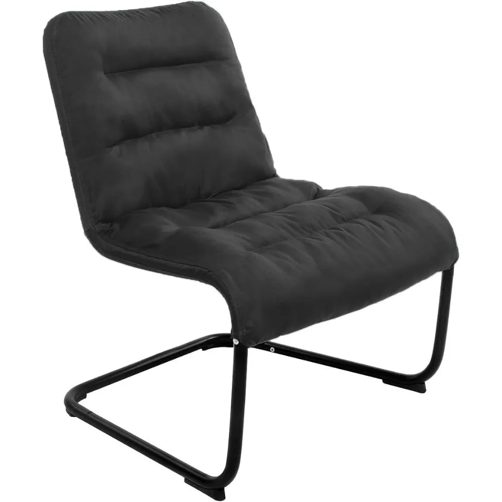 

Upholstered Durable Metal Modern Chair with Soft Cushion, Black - Ideal for Bedrooms, Living Rooms, Dorms, Indoor Spaces, Accent