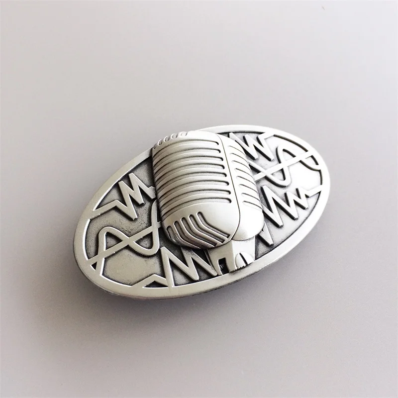 Nowy mikrofon w stylu vintage muzyka owalna klamra paska Gurtelschnalle Boucle de ceinture BUCKLE-MU072AS również dostępny w USA