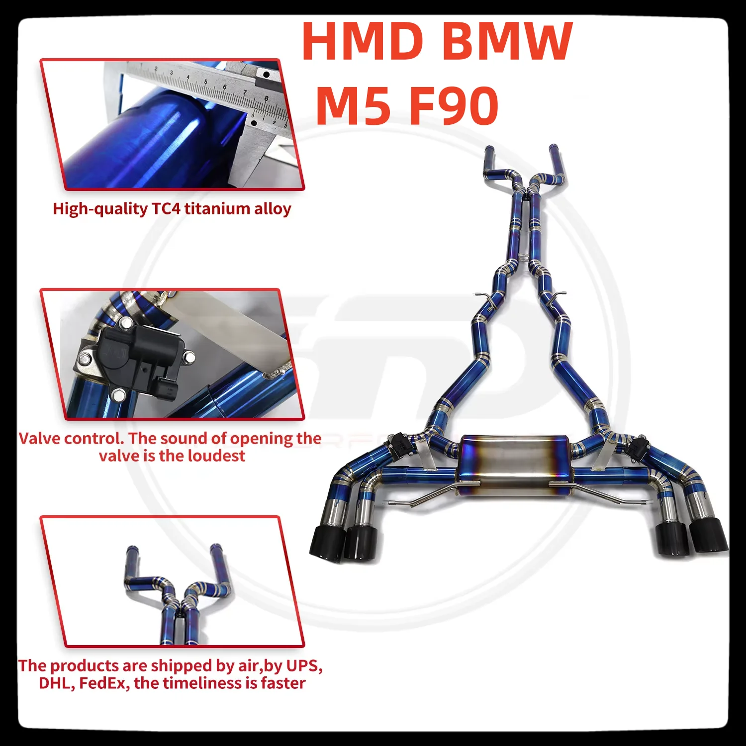 HMD Hot Sale Titanium Exhaust System Catback for BMW M5 F90 4.4T S63 Engine 2018-2022 Car Muffler Electronic Valve