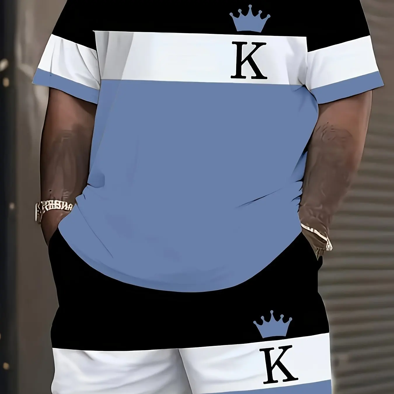 

Summer hot-selling men's letter K printed T-shirt shorts set breathable comfortable quick-drying casual sports men's suit