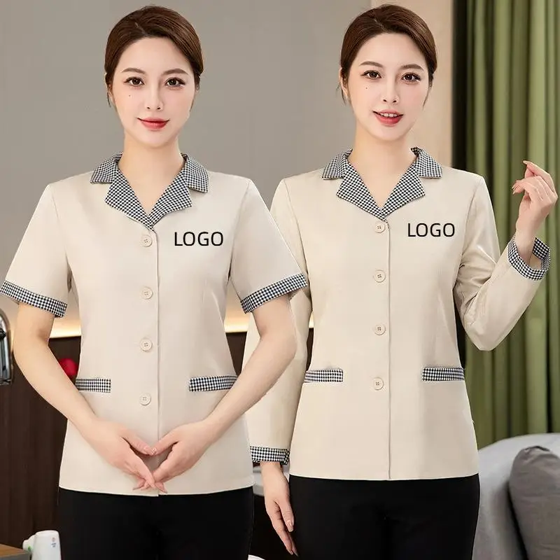 Women's Cleaning Work Uniforms Housekeeper Reception Hotel Rear Costume Housekeeping Waiter Clothes Restaurant Household Blouse