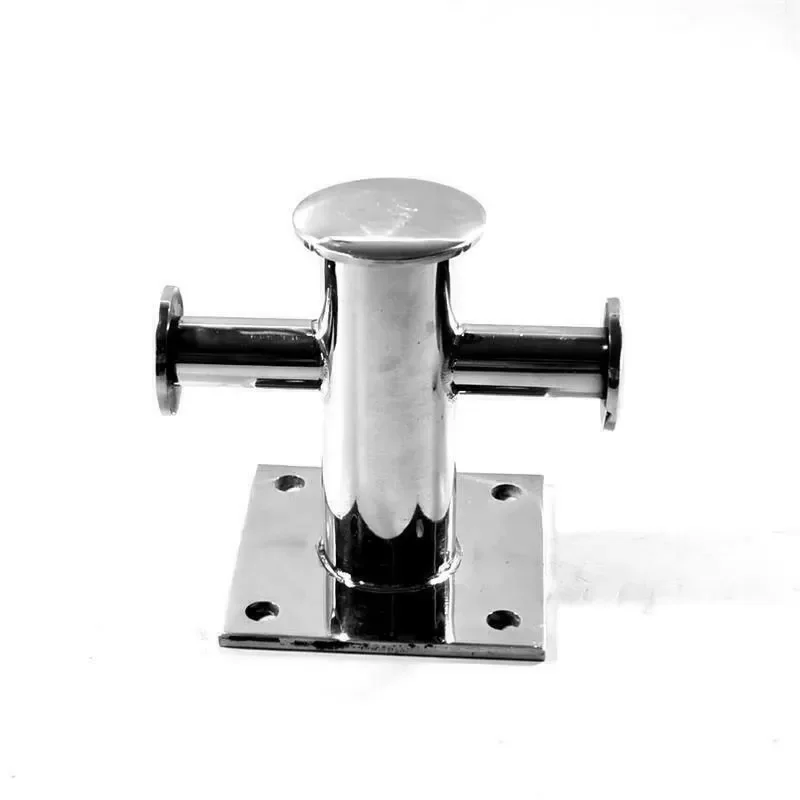 316 Stainless Steel Single Cross Mooring Post Polished Marine Cleat for Yacht Boat Docking Hardware Vessel Marina Fitting
