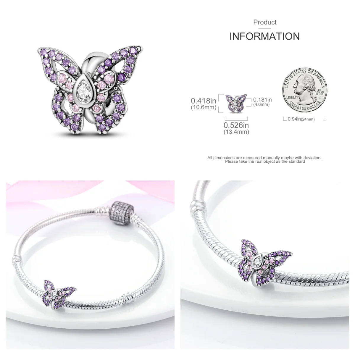 100% S925 Sterling Silver Butterfly Charms Fit Original Pandora Bracelet&Bangle DIY Beads For Women Birthday Fine Jewelry Gift