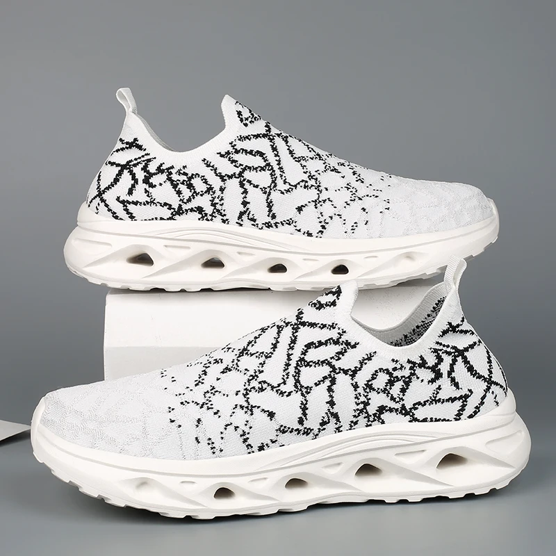 

Мужские кроссовки, дышащие вязаные слипоны для мужчин, легкая удобная спортивная обувь, новинка 2025 года, модные кроссовки на толстой подошве