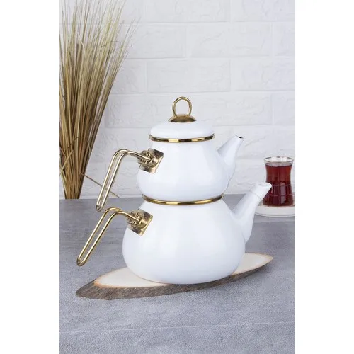 Acar Qualita Roly & poly Enamel Teapot-White