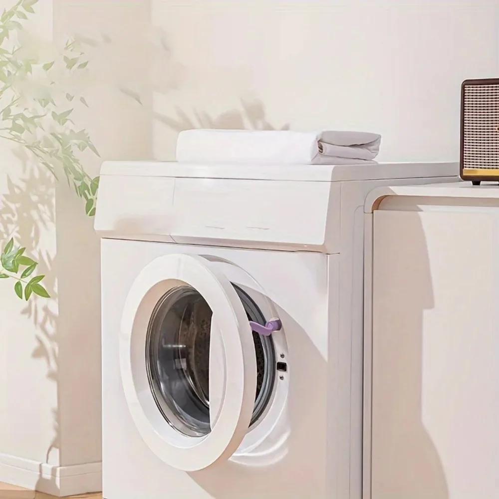 قطعة واحدة من قفل أمان باب الغسيل - فتحة تهوية ومضادة للقالب، مشبك حماية للغسالة وحوض الاستحمام، 0.79 × 3.94 بوصة #4