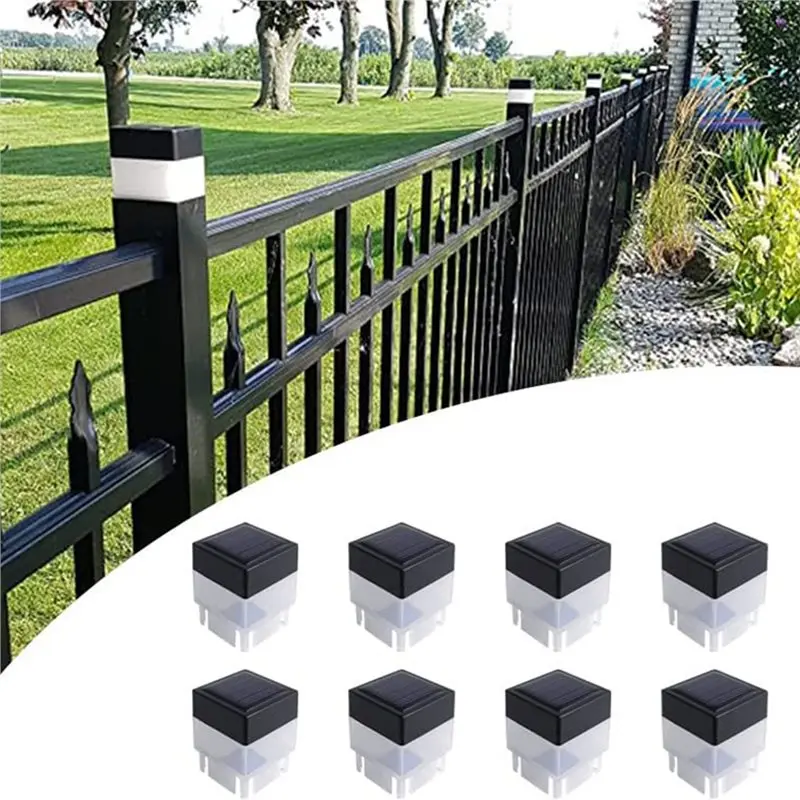 [B17B!】 Dual-Color Outdoor Solar LED Lamp 2Pcs Square Waterproof White/Warm Light LED Solar Light Fence Post Pool Garden Lamp