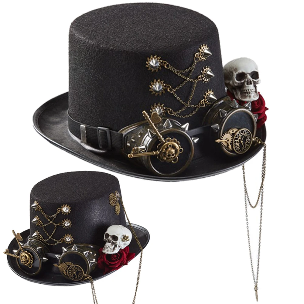 Rewolucja przemysłowa Cosplay kapelusz Steampunk Lolita Top Hat ciemny gotycki Punk Rolplay nakrycie głowy czapka kobiety mężczyźni Halloween garnitur rekwizyty