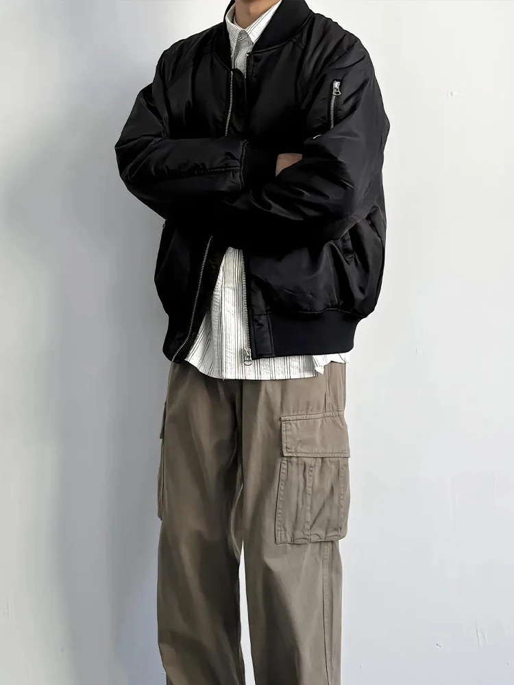 

ort Bla Baseball Jaet Men's MA Pilot Coat Cleanfit American High Street Vibe Youthful Outdoor Commute Spor Sle