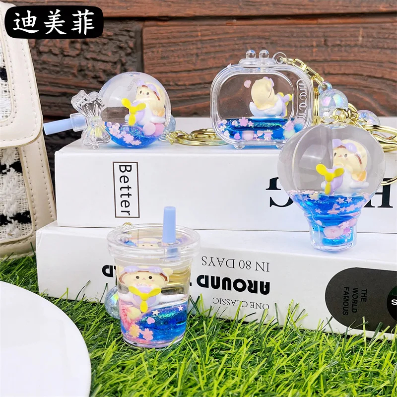 Creative Acrylic Cream Bear Oil Quicksand Bottle Floating Doll Milky Tea Cup Claw Machine Pendant Wholesale