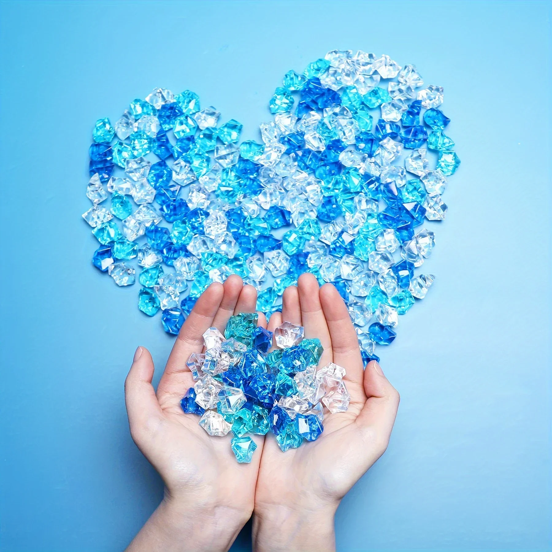 50/100/150pcs Large Royal Blue Crushed ice Cubes -Sparkling Decorative Gems for Vase Fillers, Table Scatters, Birthday Decor
