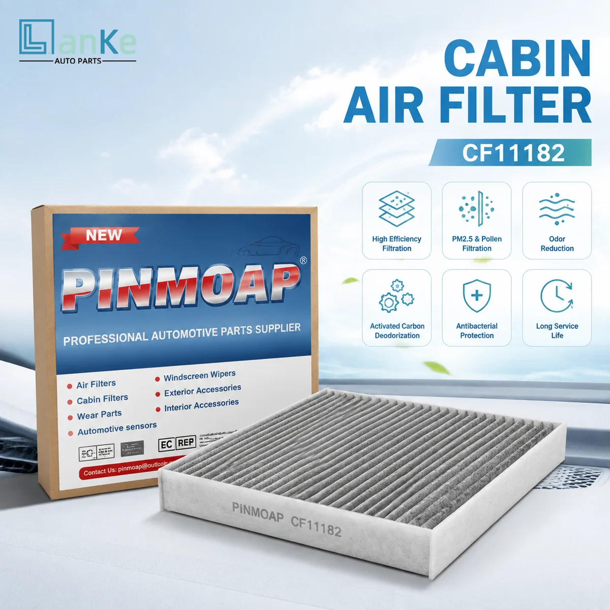 Activated Carbon Cabin Air Filter CF11182 fit for Honda Civic CR-V HR-V Accord Clarity Acura MDX 80291-T5R-A01 80291-TF0-405