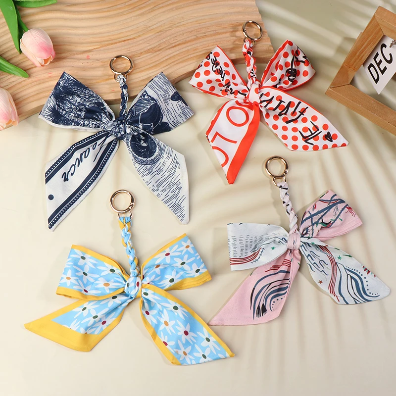 Porte-clés nœud papillon ruban pour femme, porte-clés doux coréen, porte-clé de voiture, breloques de sac, accessoires de clé pour fille, cadeaux élégants